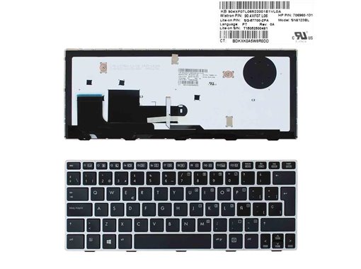 TECLADO RETROILUMINADO PARA PORTÁTIL HP ELITEBOOk 810 G1 810 G2 810 G3 NEGRO Y MARCO PLATA