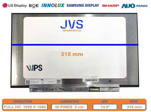 LQ140M1JW31 14.0 Dalle Écran Slim FullHD Luminosité [Nueva]