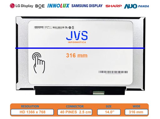 Tela sensível ao toque NT140WHM-T00 V8.2  Brilho  14.0 polegadas [Novo]