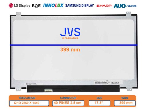 Screen B173QTN01.5 HW0A 17.3" QHD 120 Hz 40 Pin Mate [New]